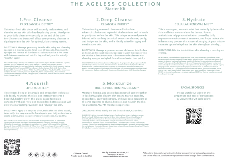 The Ageless Collection Kit Instruction Panel