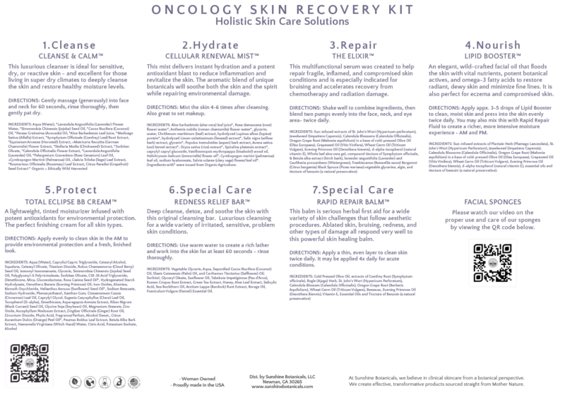 Oncology Skincare Collection Instructional Panel | Sunshine Botanicals